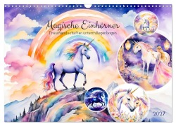 Cover-Bild zum Titel 'Magische Einhörner - Traumlandschaften unterm Regenbogen (Wandkalender 2027 DIN A3 quer), CALVENDO Monatskalender' von 'Anja Frost'