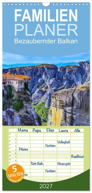 Familienplaner 2027 - Bezaubernder Balkan mit 5 Spalten (Wandkalender, 21 x 45 cm) CALVENDO - Hans Jürgen Sittig