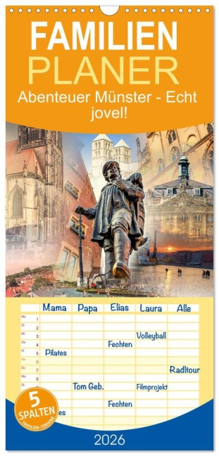 Familienplaner 2026 - Abenteuer Münster - Echt jovel! mit 5 Spalten (Wandkalender, 21 x 45 cm) CALVENDO - Viktor Gross