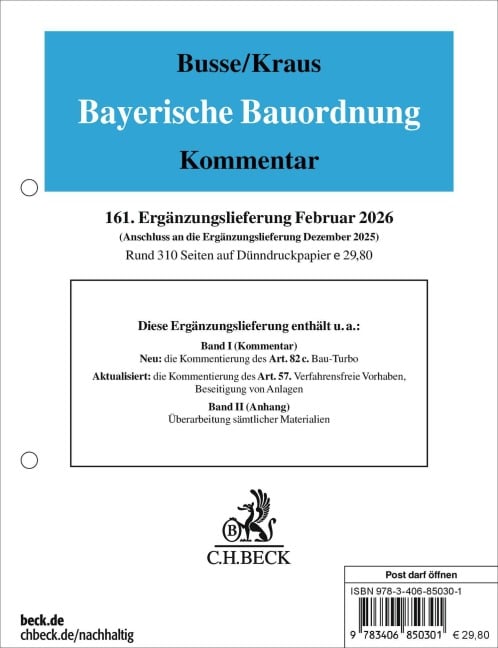 Bayerische Bauordnung  161. Ergänzungslieferung - 