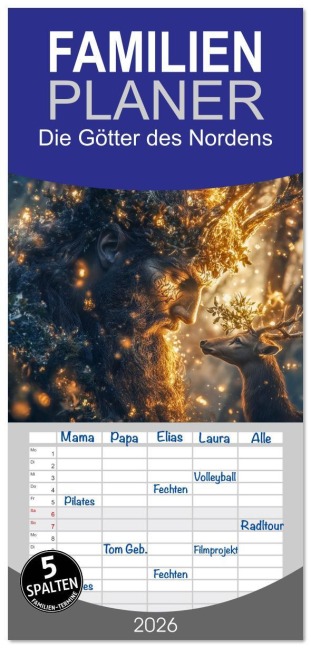 Familienplaner 2026 - Die Götter des Nordens mit 5 Spalten (Wandkalender, 21 x 45 cm) CALVENDO - Steffen Gierok-Latniak