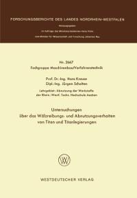 Untersuchungen über das Wälzreibungs- und Abnutzungsverhalten von Titan und Titanlegierungen - Hans Krause