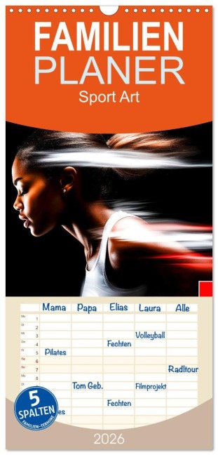 Familienplaner 2026 - Sport Art mit 5 Spalten (Wandkalender, 21 x 45 cm) CALVENDO - Peter Roder