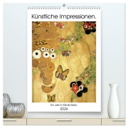 Cover-Bild zum Titel 'Künstliche Impressionen. Ein Jahr in Klimts Natur. (hochwertiger Premium Wandkalender 2026 DIN A2 hoch), Kunstdruck in Hochglanz' von 'Petra Zarre'