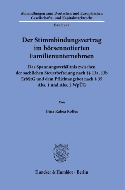 Der Stimmbindungsvertrag im börsennotierten Familienunternehmen - Gina Rabea Rolfes