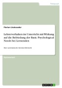 Cover-Bild zum Titel 'Lehrerverhalten im Unterricht mit Wirkung auf die Befriedung der Basic Psychological Needs bei Lernenden' von 'Florian Linskeseder'
