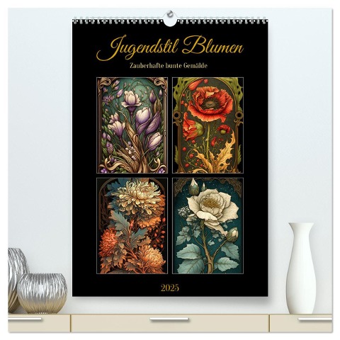 Jugendstil Blumen (hochwertiger Premium Wandkalender 2025 DIN A2 hoch), Kunstdruck in Hochglanz - Sabine Löwer