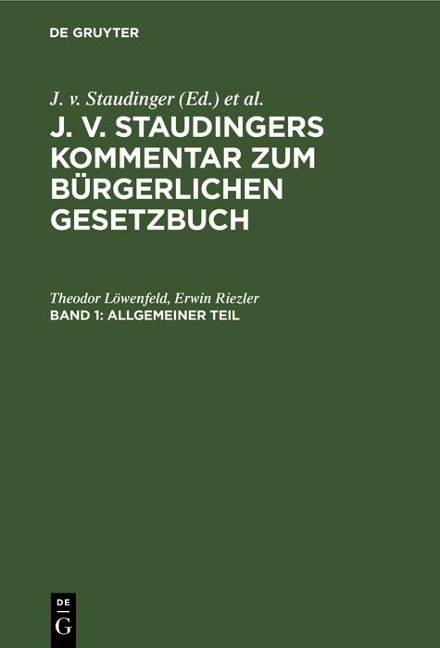 Allgemeiner Teil - Theodor Löwenfeld, Erwin Riezler