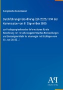 Cover-Bild zum Titel 'Durchführungsverordnung (EU) 2025/1794 der Kommission vom 8. September 2025' von 'Europäische Kommission'