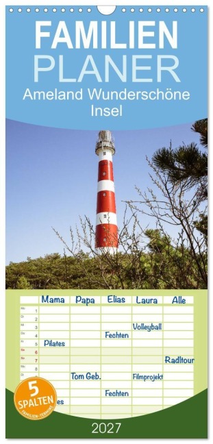 Familienplaner 2027 - Ameland Wunderschöne Insel mit 5 Spalten (Wandkalender, 21 x 45 cm) CALVENDO - Gregor Herzog