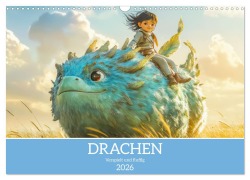 Cover-Bild zum Titel 'Drachen - Verspielt und fluffig (Wandkalender 2026 DIN A3 quer), CALVENDO Monatskalender' von 'Liselotte Brunner-Klaus'