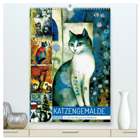 Katzengemälde (hochwertiger Premium Wandkalender 2025 DIN A2 hoch), Kunstdruck in Hochglanz - Sabine Löwer