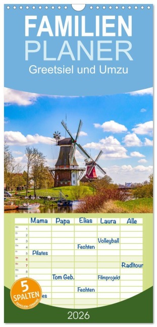 Familienplaner 2026 - Greetsiel und Umzu mit 5 Spalten (Wandkalender, 21 x 45 cm) CALVENDO - Andrea Dreegmeyer