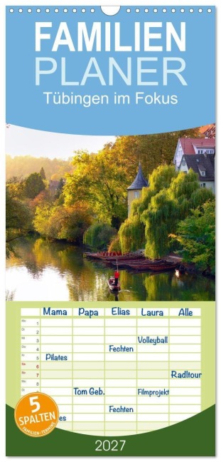 Familienplaner 2027 - Tübingen im Fokus mit 5 Spalten (Wandkalender, 21 x 45 cm) CALVENDO - Klaus-Peter Huschka