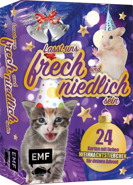 Adventskalender-Kartenset: Lasst uns frech und niedlich sein - 24 liebe Weihnachtstierchen für deinen Advent - 