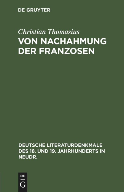 Von Nachahmung der Franzosen - Christian Thomasius