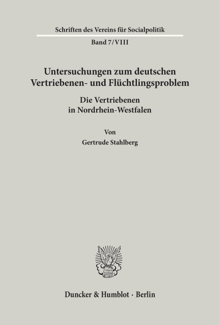 Untersuchungen zum deutschen Vertriebenen- und Flüchtlingsproblem - 