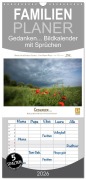 Cover-Bild zum Titel 'Familienplaner 2026 - Gedanken... Bildkalender mit Sprüchen mit 5 Spalten (Wandkalender, 21 x 45 cm) CALVENDO' von 'Martina Wrede'