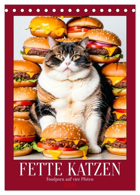 FETTE KATZEN - Foodporn auf vier Pfoten (Tischkalender 2026 DIN A5 hoch), CALVENDO Monatskalender - Mb Fotografie