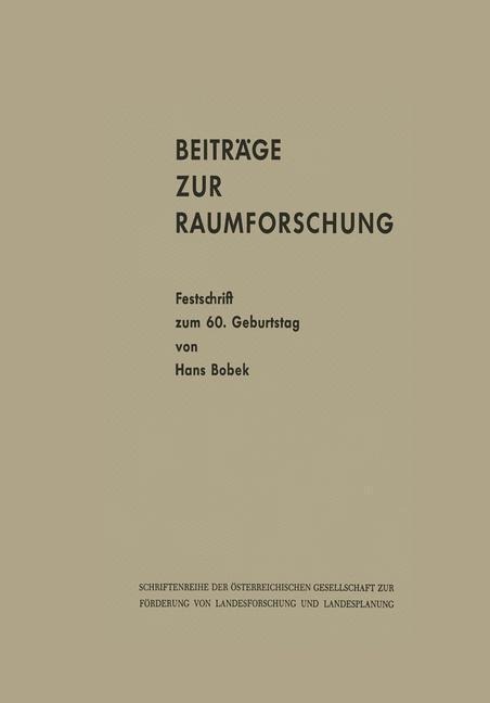 Beiträge zur Raumforschung - 