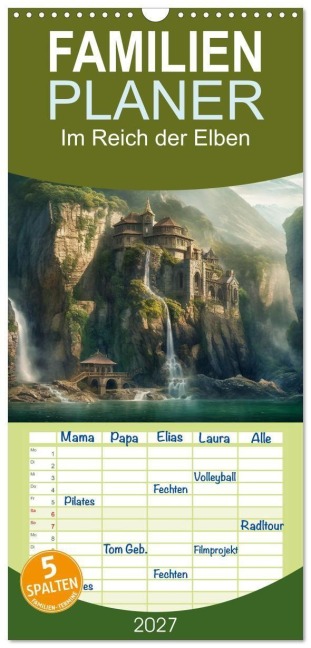 Familienplaner 2027 - Im Reich der Elben mit 5 Spalten (Wandkalender, 21 x 45 cm) CALVENDO - Simone Wunderlich
