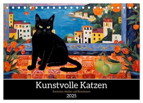 Kunstvolle Katzen (Tischkalender 2025 DIN A5 quer), CALVENDO Monatskalender - HollywayArt HollywayArt