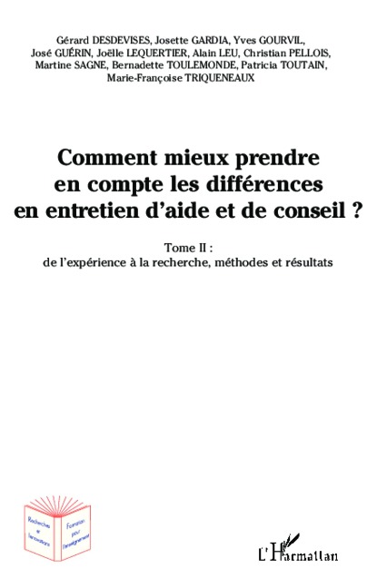 Comment mieux prendre en compte les différences en entretien d'aide et de conseil ? - Desdevises, Trinqueneaux, Pellois, Gardia, Gourvil