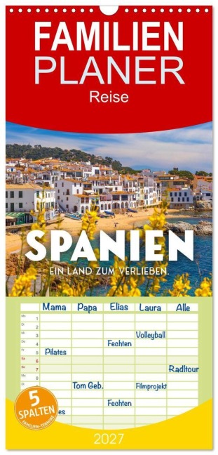 Familienplaner 2027 - Spanien - ein Land zum Verlieben. mit 5 Spalten (Wandkalender, 21 x 45 cm) CALVENDO - Sf Sf