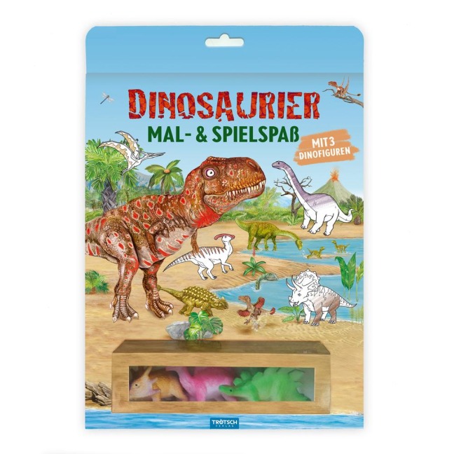 TRÖTSCH - Malbuch Dinosaurier Mal- und Spielspaß S1 Malbuch mit Spielzeug| Ab 3 Jahren - 