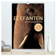 Cover-Bild zum Titel 'ELEFANTEN - Asiens graue Riesen (hochwertiger Premium Wandkalender 2026 DIN A2 hoch), Kunstdruck in Hochglanz' von 'BuddhaART BuddhaART'
