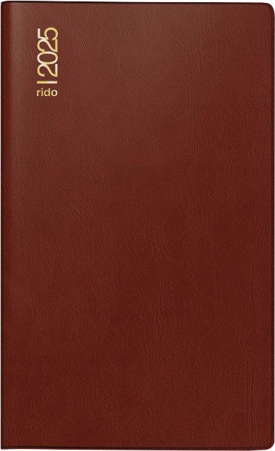 rido/idé 7046892295 Taschenkalender Modell M-Planer (2025)| 2 Seiten = 1 Monat| A6| 32 Seiten| Kunststoff-Einband| bordeaux - 