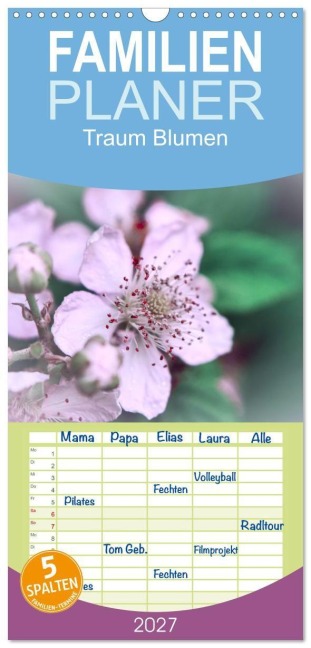 Familienplaner 2027 - Traum Blumen mit 5 Spalten (Wandkalender, 21 x 45 cm) CALVENDO - M. F. W.