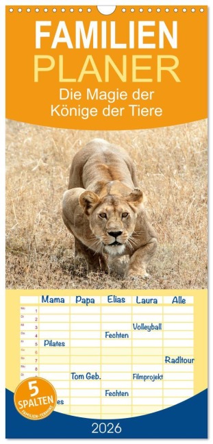 Familienplaner 2026 - Die Magie der Könige der Tiere mit 5 Spalten (Wandkalender, 21 x 45 cm) CALVENDO - Rolf Skrypzak