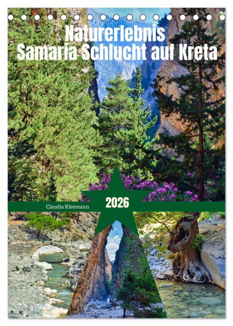 Naturerlebnis Samaria Schlucht auf Kreta (Tischkalender 2026 DIN A5 hoch), CALVENDO Monatskalender - Claudia Kleemann