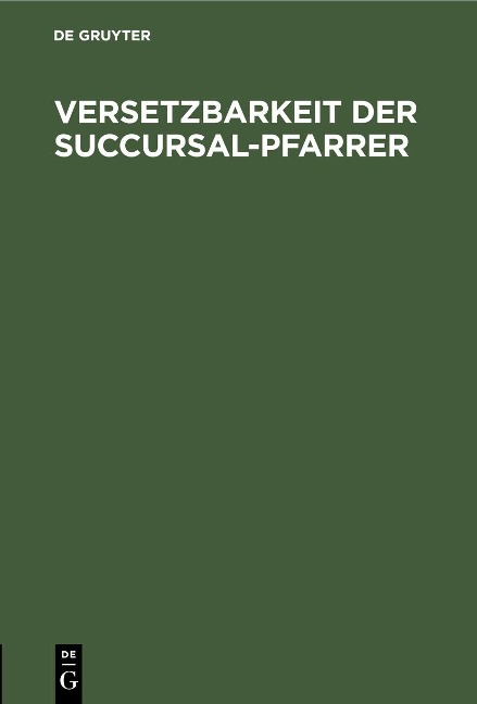 Versetzbarkeit der Succursal-Pfarrer - 