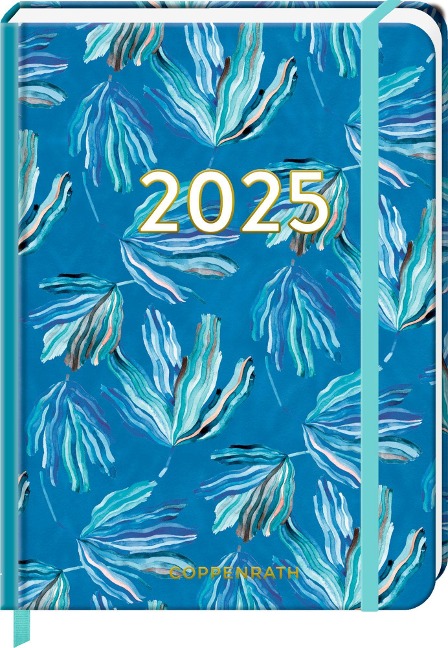 Kleiner Wochenkalender - Mein Jahr 2025 - Blätter blau - 