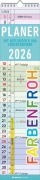 Planer Farbenfroh 2026 - Streifen-Kalender 11,3x49x5 cm - Küchenkalender - Wandplaner - Alpha Edition - 