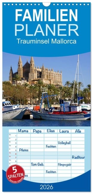 Familienplaner 2026 - Trauminsel Mallorca mit 5 Spalten (Wandkalender, 21 x 45 cm) CALVENDO - Lothar Reupert