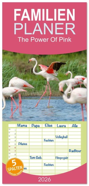 Familienplaner 2026 - The Power Of Pink mit 5 Spalten (Wandkalender, 21 x 45 cm) CALVENDO - Andreas Freund