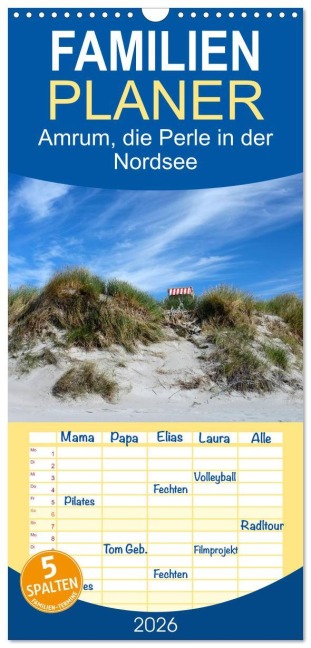 Familienplaner 2026 - Amrum, die Perle in der Nordsee mit 5 Spalten (Wandkalender, 21 x 45 cm) CALVENDO - Matthias Klenke