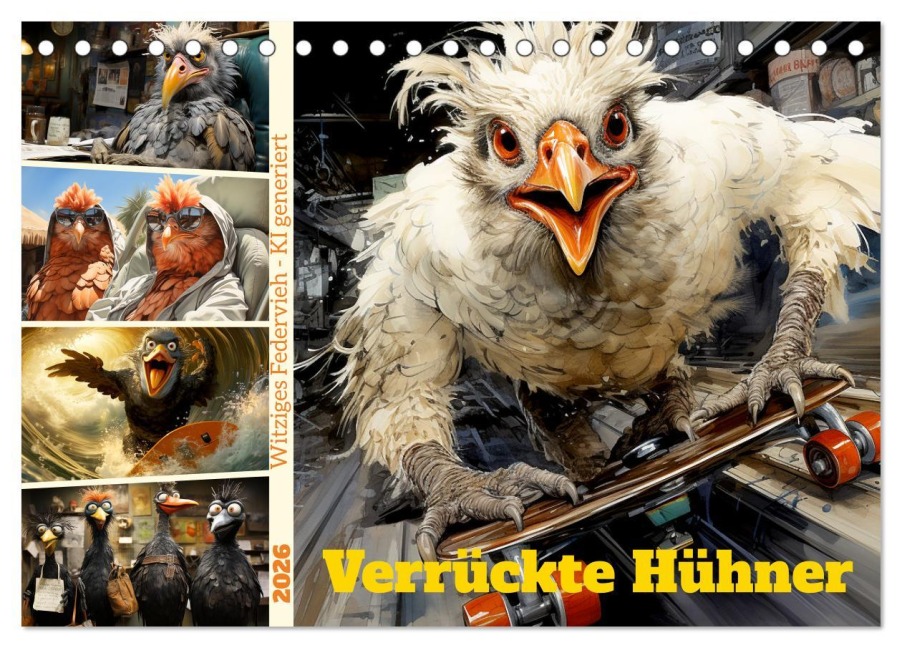 Verrückte Hühner (Tischkalender 2026 DIN A5 quer), CALVENDO Monatskalender - Cathrin Illgen