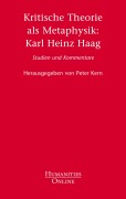 Cover-Bild zum Titel 'Kritische Theorie als Metaphysik: Karl Heinz Haag' von ''