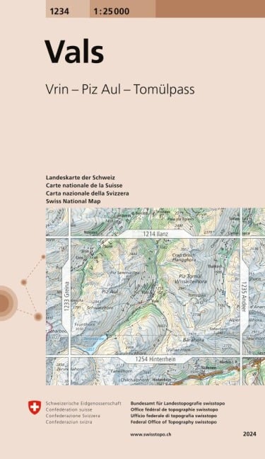 Swisstopo 1 : 25 000 Vals - 