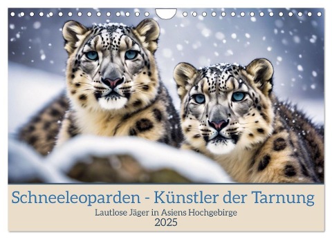 Schneeleoparden - Meister der Tarnung (Wandkalender 2025 DIN A4 quer), CALVENDO Monatskalender - Claudia Kleemann