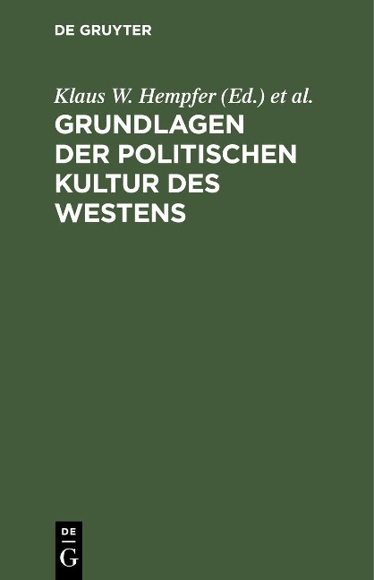 Grundlagen der politischen Kultur des Westens - 