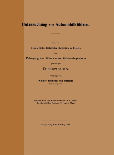 Untersuchung von Automobilkühlern - Walter Freiherr Von Doblhoff