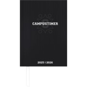 Campustimer Black - A6 Semester-Planer - Studenten-Kalender 2025/2026 - Notiz-Buch - schwarz - Weekly - Alpha Edition - 