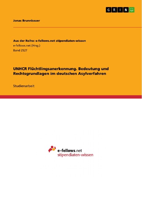UNHCR Flüchtlingsanerkennung. Bedeutung und Rechtsgrundlagen im deutschen Asylverfahren - Jonas Brunnbauer