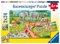 Cover-Bild zum Titel 'Ein Tag im Zoo. Kinderpuzzle 2 x 24 Teile' von ''
