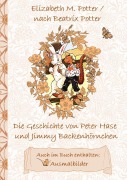Cover-Bild zum Titel 'Die Geschichte von Peter Hase und Jimmy Backenhörnchen (inklusive Ausmalbilder, deutsche Erstveröffentlichung! )' von 'Elizabeth M. Potter, Beatrix Potter'